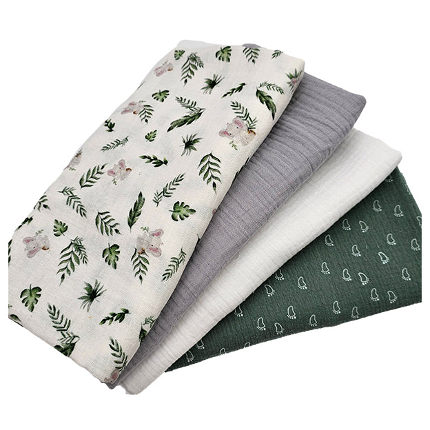 Stoffbox Musselin Elefant weiß und grau