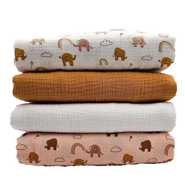 Stoffbox Musselin Elefant Bio und Regenbogen
