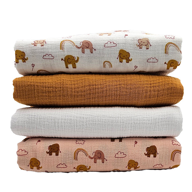 Stoffbox Musselin Elefant Bio und Regenbogen