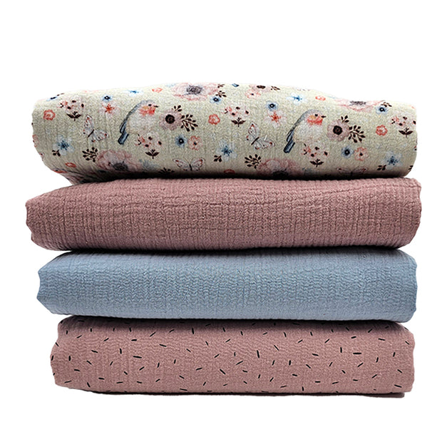 Stoffbox Musselin Vögel rosa und blau