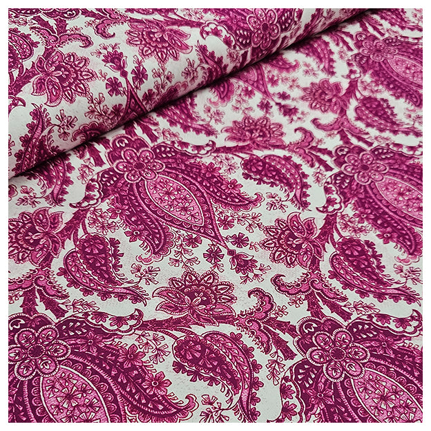 Baumwollsatin Siena Paisley fuchsia