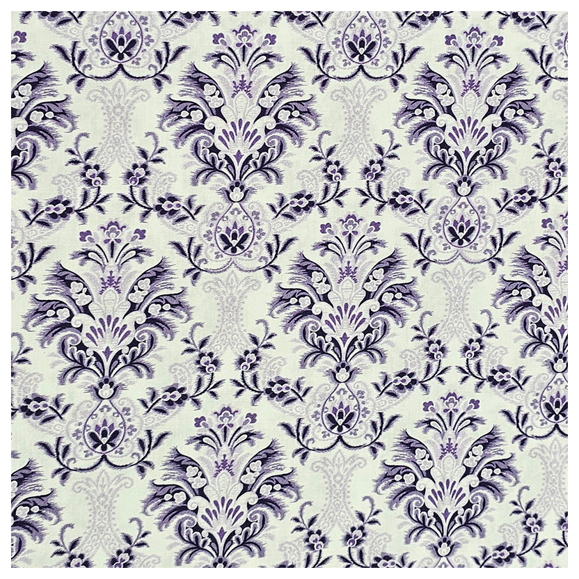 Baumwollsatin Siena Ornamente flieder und lila