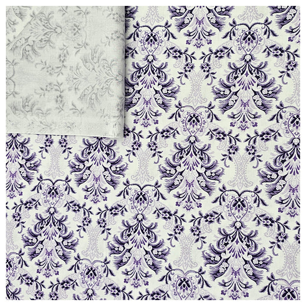 Baumwollsatin Siena Ornamente flieder und lila