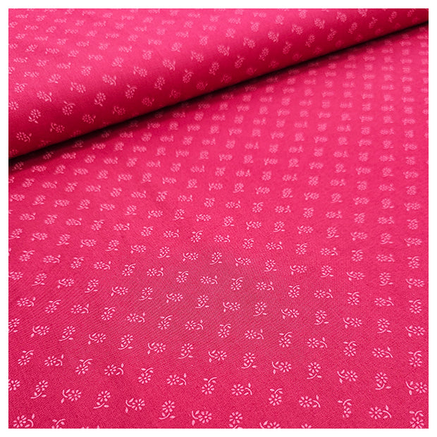 Baumwolle Blümchen Halbdruck beere und weiß