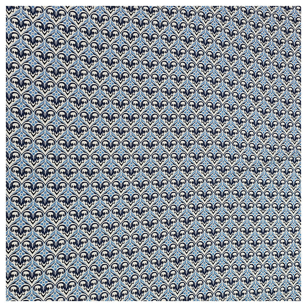 Baumwollsatin Siena kleine Ornamente blau
