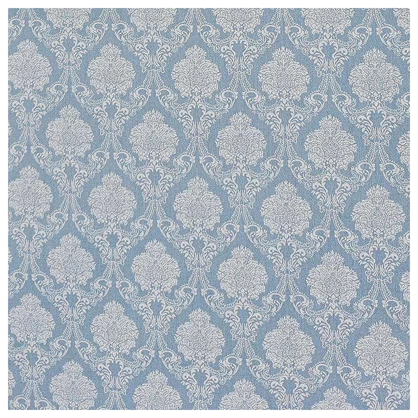 Baumwollsatin Ornamente Halbdruck himmelblau und weiß