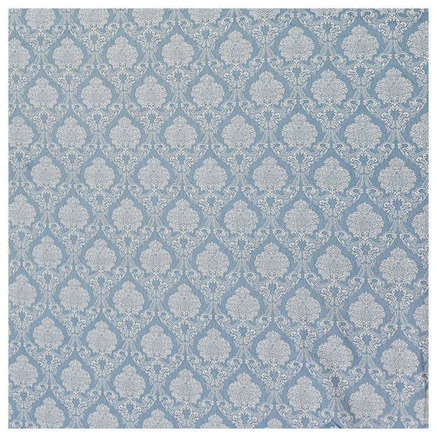 Baumwollsatin Ornamente Halbdruck himmelblau und weiß