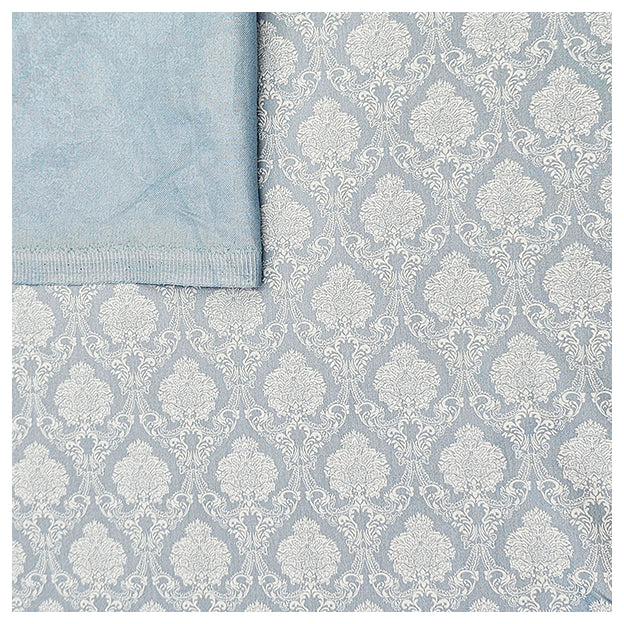 Baumwollsatin Ornamente Halbdruck himmelblau und weiß