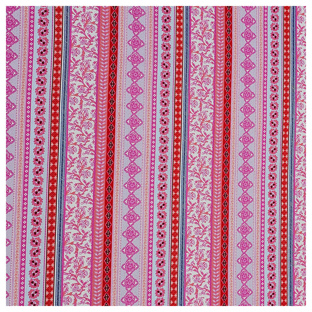 Baumwollsatin Siena rosa, hellblau und rot