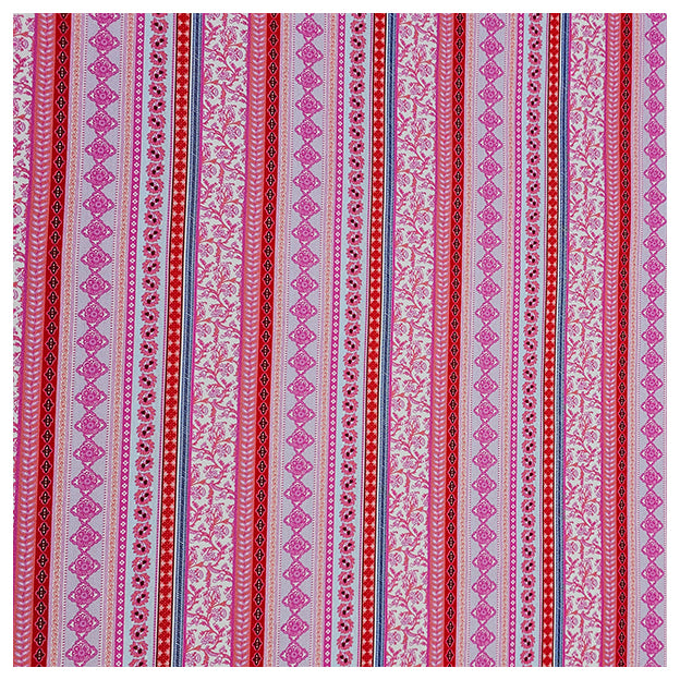 Baumwollsatin Siena rosa, hellblau und rot