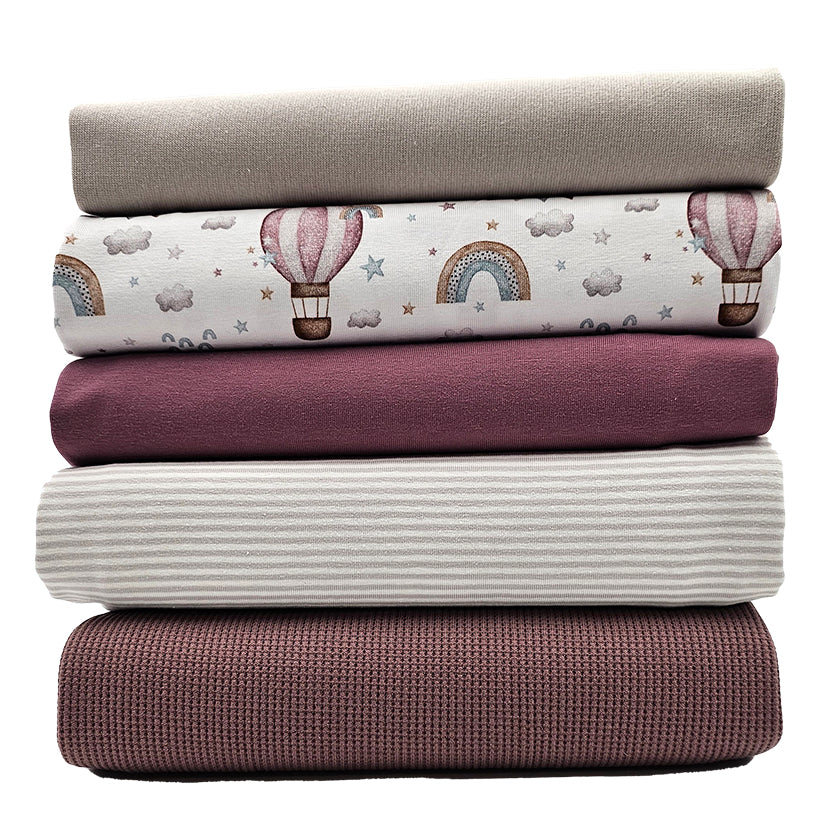 Stoffbox Jersey Regenbogen und Heißluftballon mit Bündchen