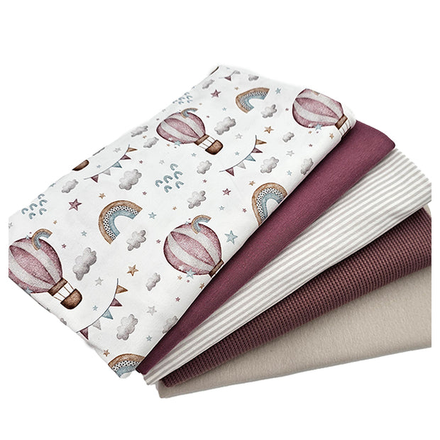 Stoffbox Jersey Regenbogen und Heißluftballon mit Bündchen