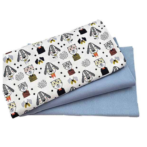 Jersey Stoffpaket Hunde und uni mit Bündchen