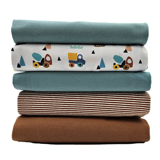 Stoffbox Jersey Fahrzeuge und Rippersey mit Bündchen Bio