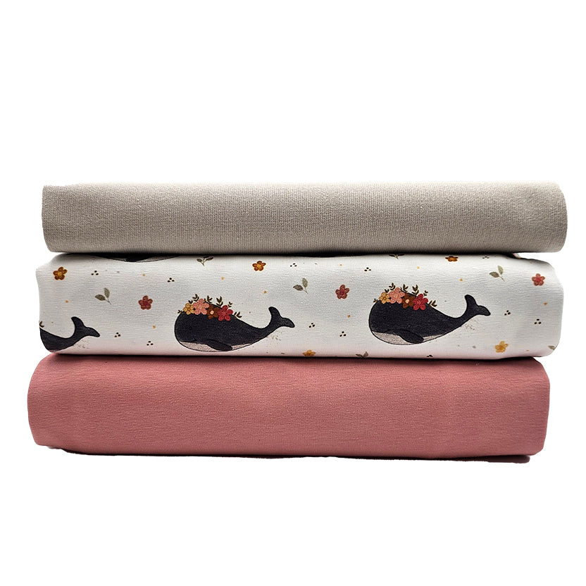 Jersey Stoffpaket Wale und uni mit Bündchen