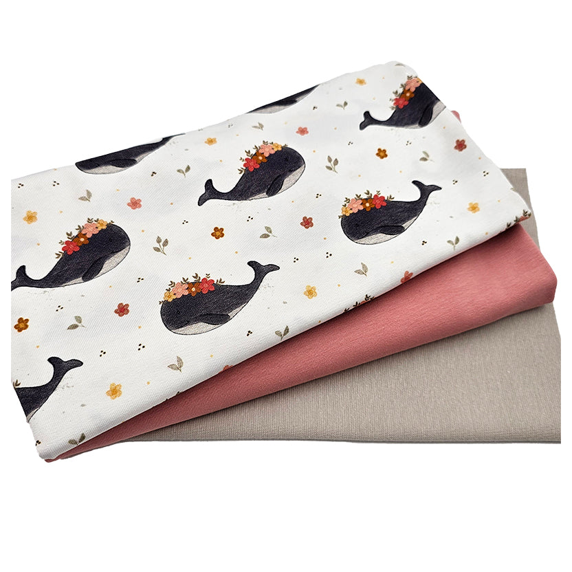 Jersey Stoffpaket Wale und uni mit Bündchen