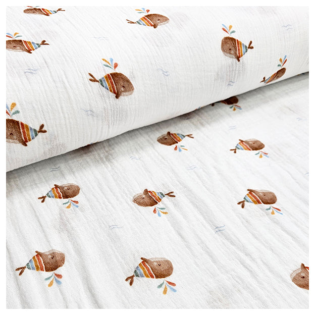 Musselin Digital Wale wollweiß