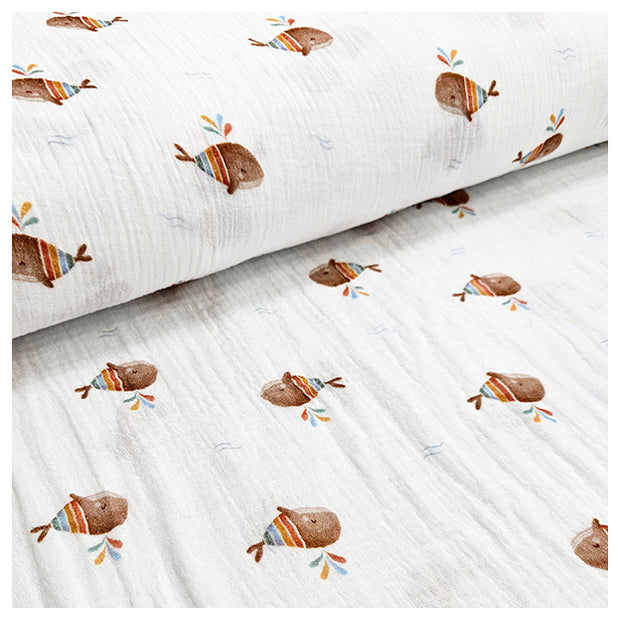 Musselin Digital Wale wollweiß