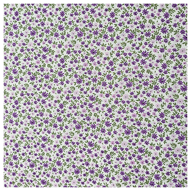 Baumwoll-Popelin Blümchen lila und grün
