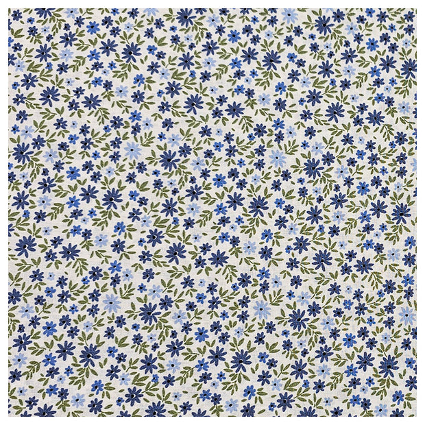 Baumwoll-Popelin Blümchen indigoblau und grün