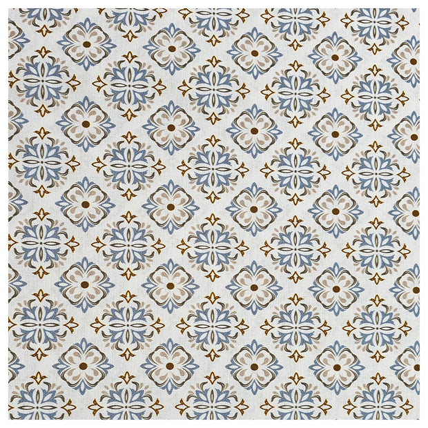 Baumwoll-Popelin Ornamente hellblau und beige