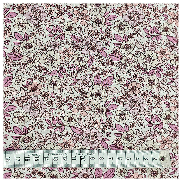 Baumwoll-Popelin Blumen fuchisa und rosa