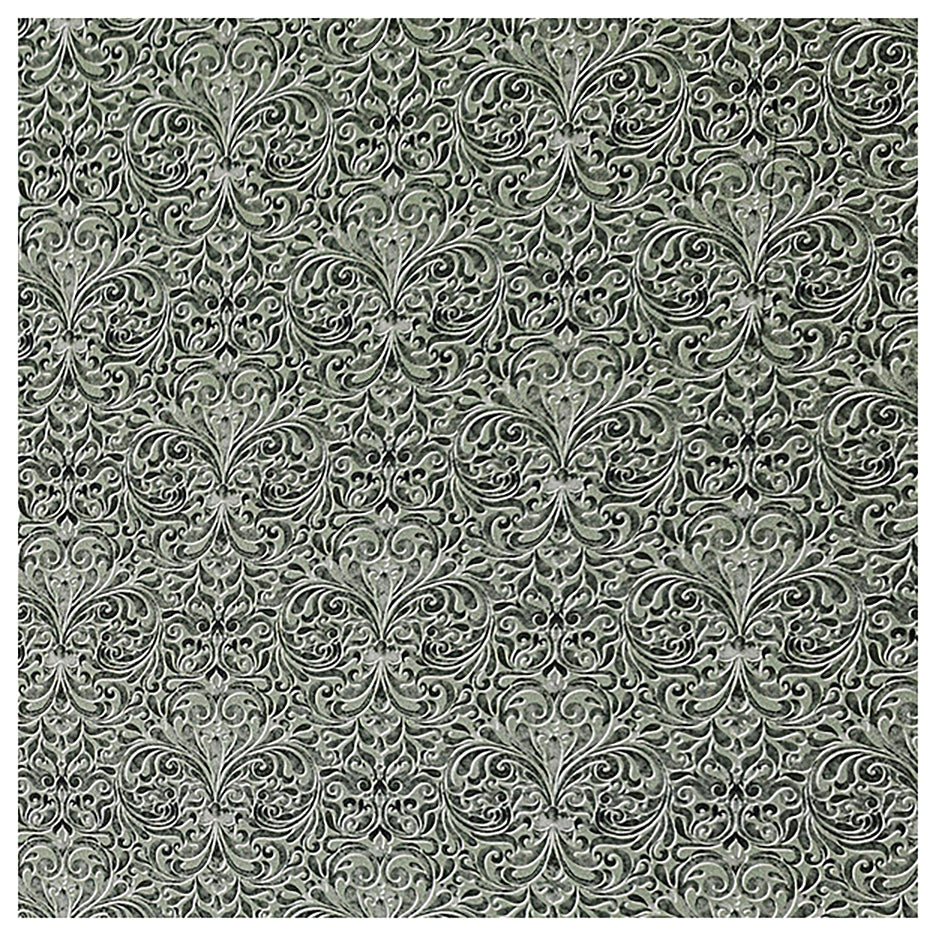 Baumwollsatin Ornamente und Paisley grün