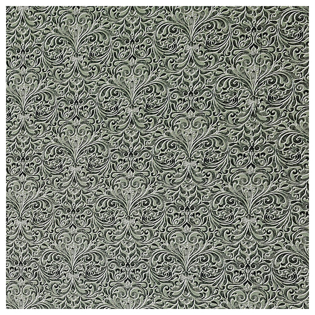 Baumwollsatin Ornamente und Paisley grün