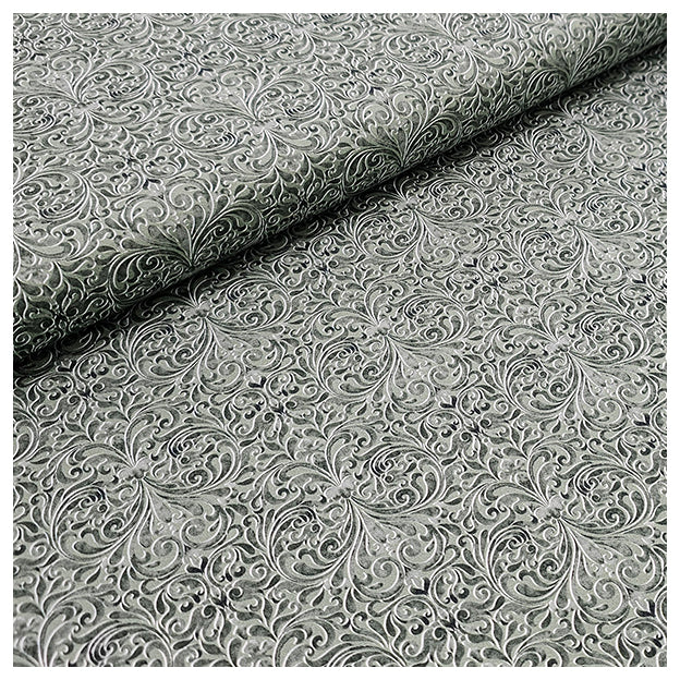 Baumwollsatin Ornamente und Paisley grün