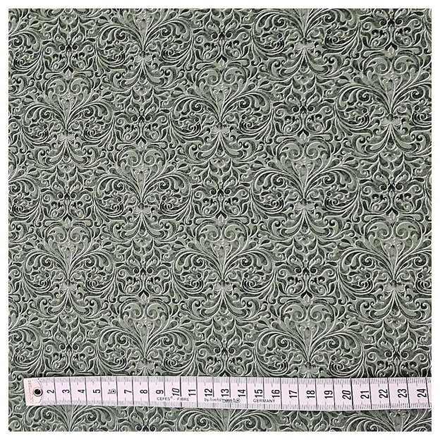 Baumwollsatin Ornamente und Paisley grün