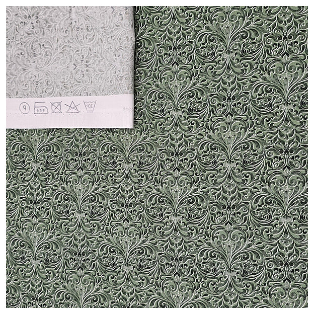 Baumwollsatin Ornamente und Paisley grün