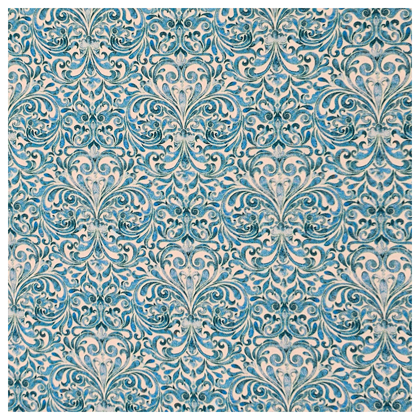 Baumwollsatin Ornamente und Paisley hellblau