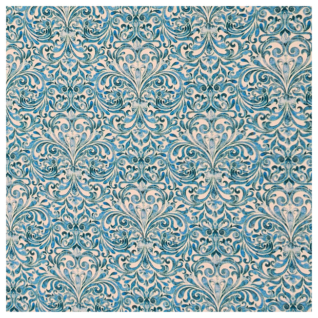 Baumwollsatin Ornamente und Paisley hellblau