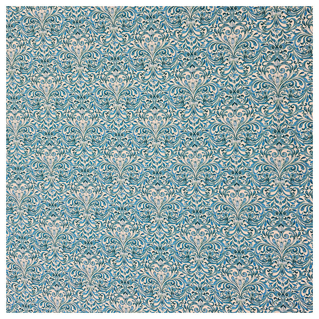 Baumwollsatin Ornamente und Paisley hellblau