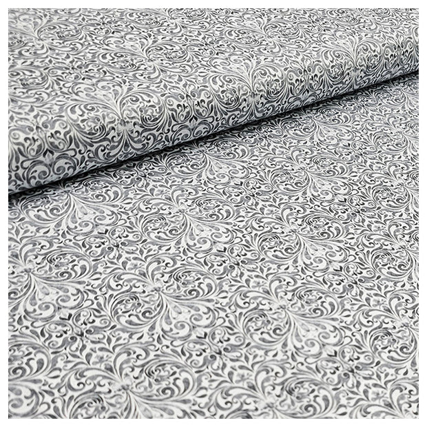 Baumwollsatin Ornamente und Paisley grau