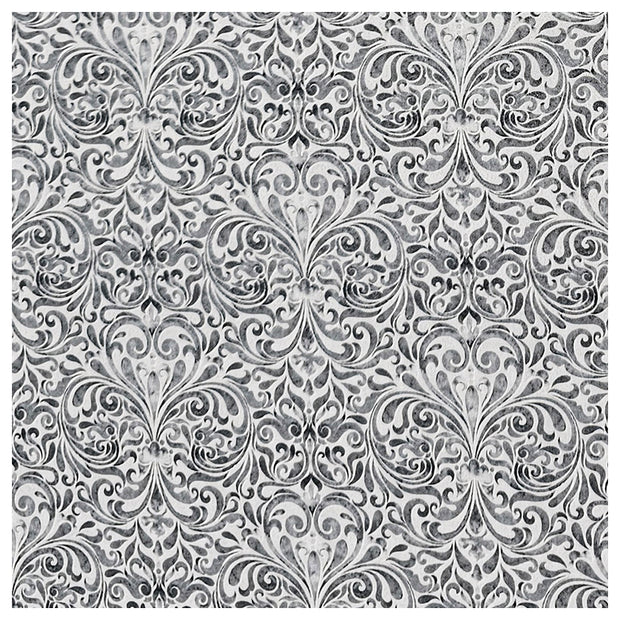 Baumwollsatin Ornamente und Paisley grau