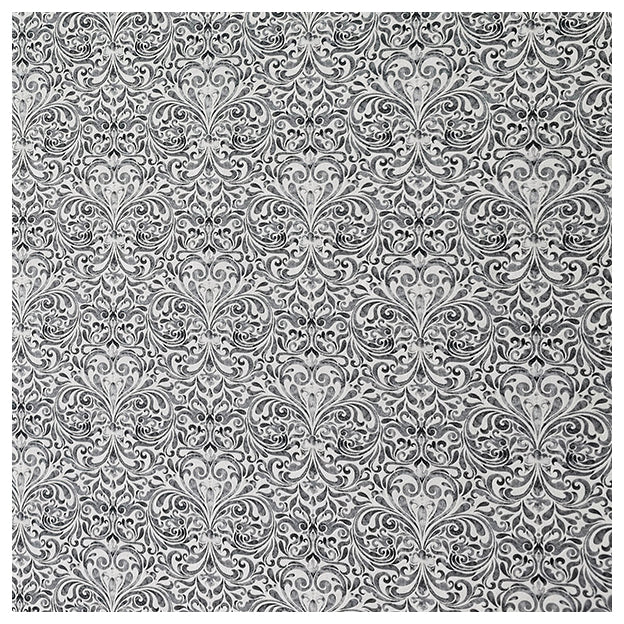 Baumwollsatin Ornamente und Paisley grau