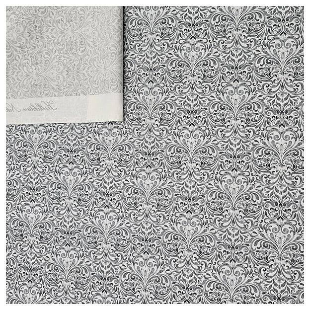 Baumwollsatin Ornamente und Paisley grau