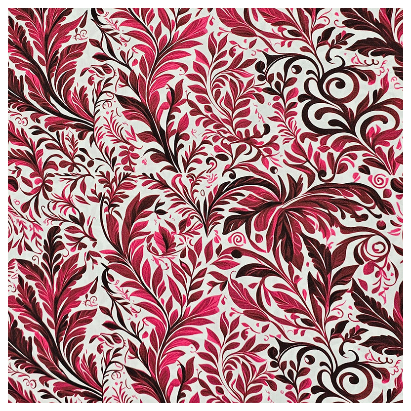 Baumwollsatin Pflanzen bordeaux und rot