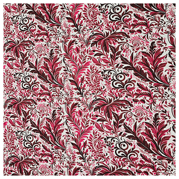 Baumwollsatin Pflanzen bordeaux und rot