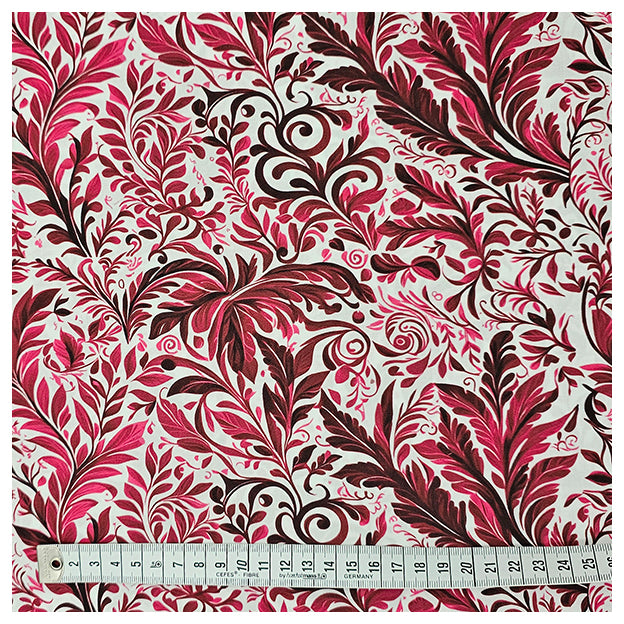 Baumwollsatin Pflanzen bordeaux und rot