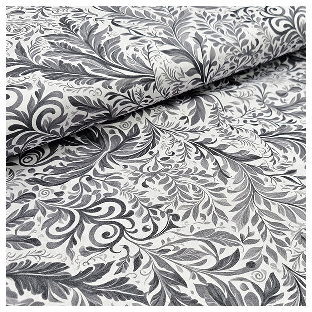 Baumwollsatin Pflanzen grau und hellgrau