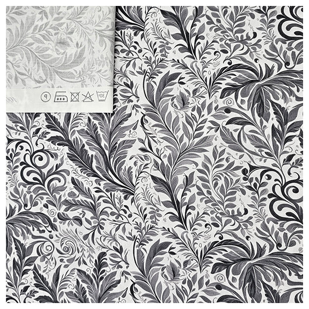 Baumwollsatin Pflanzen grau und hellgrau