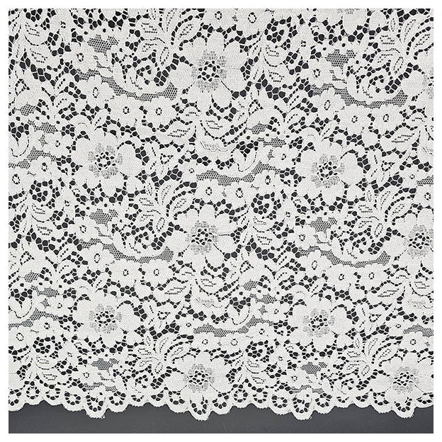 Spitze mit Bogenkante Blumen weiß