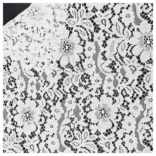 Spitze mit Bogenkante Blumen weiß