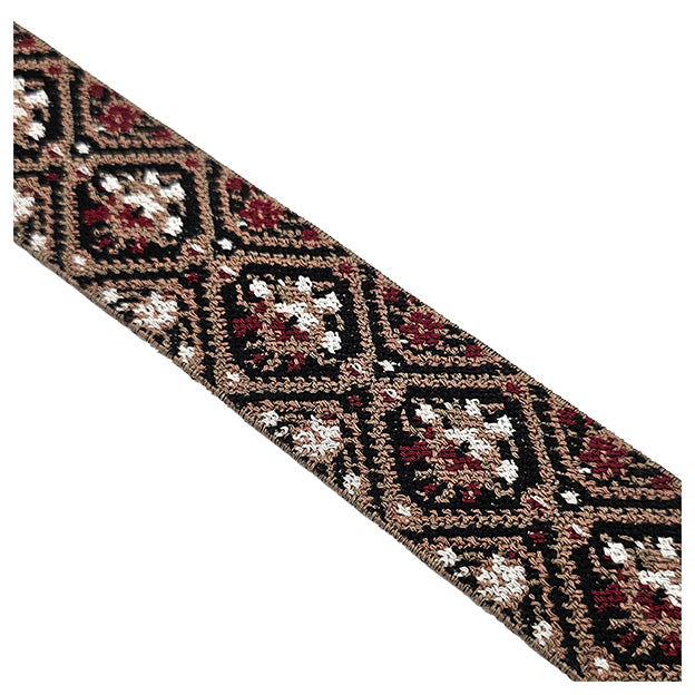 Elastic Band Jacquard bordeaux, braun und creme 4cm