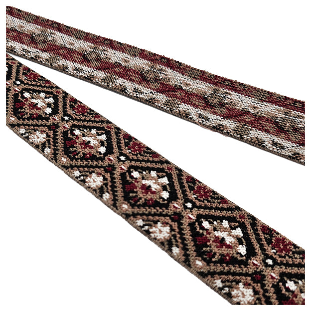 Elastic Band Jacquard bordeaux, braun und creme 4cm