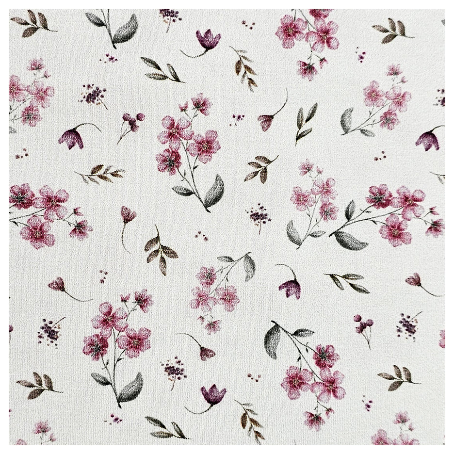 Jersey Blumen rosa und weiß