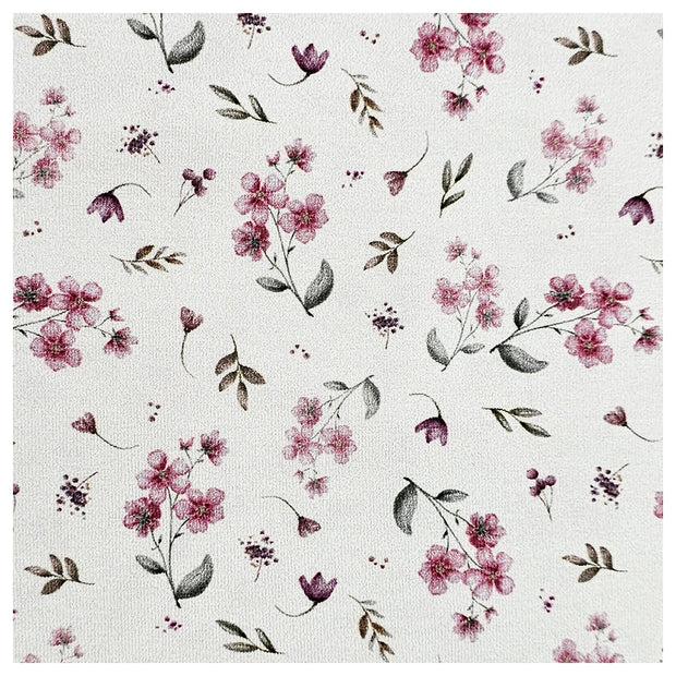 Jersey Blumen rosa und weiß