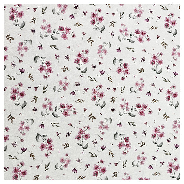 Jersey Blumen rosa und weiß